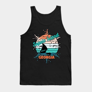 Sapelo Island Georgia Retro Vintage Sunset Tank Top